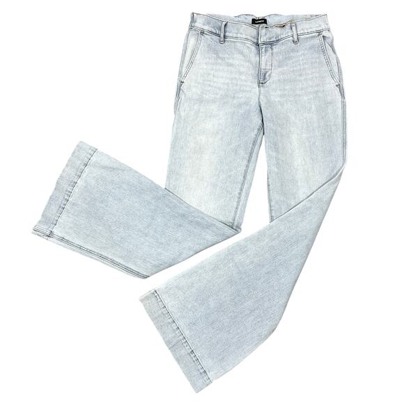Express 70s Flare Jeans Women's 8R Light Wash Denim Trouser Hippie Boho Stretch - Picture 11 of 11